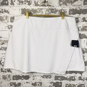 Ibkul Women's XL White Faux Wrap Skort Golf Skirt Tennis Athletic‎ Zip pocket